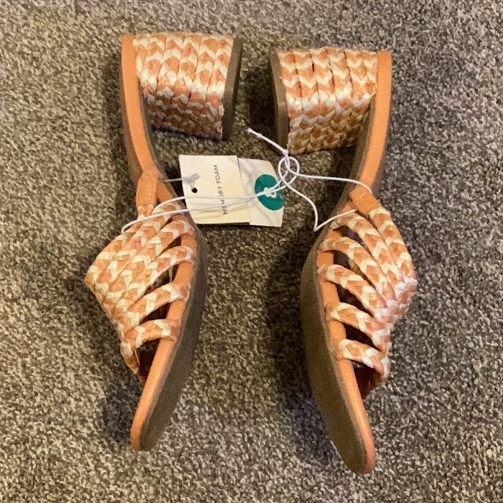 NWT‎ Universal Thread Size 8 Rachel Orange Straw Chunky Heel Mule - Picture 4 of 6